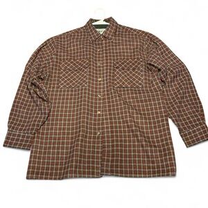 Vintage Men's Brown Plaid Button-Down Workshirt